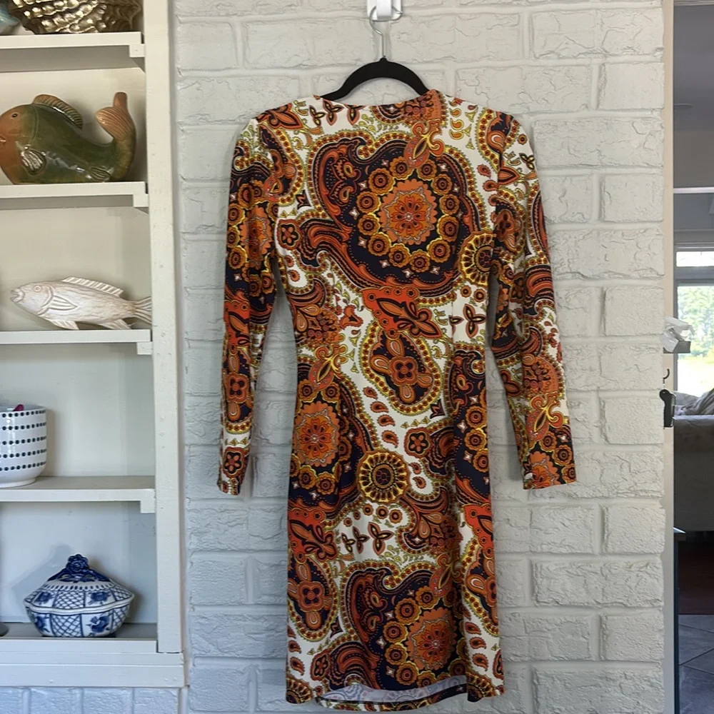 Jude Connally Bold Paisley Print Wrap Style Dress Size Medium